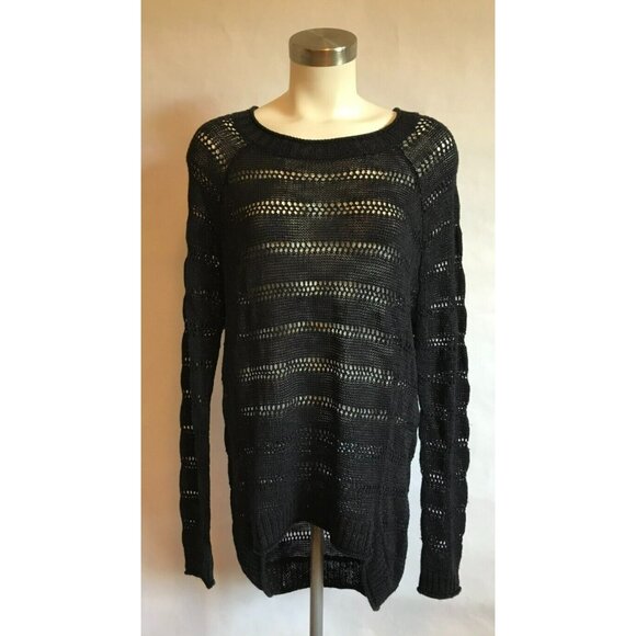 BCBG Max Azria Black Loose Knit Round Neck Sweater, Size Small - Picture 1 of 11